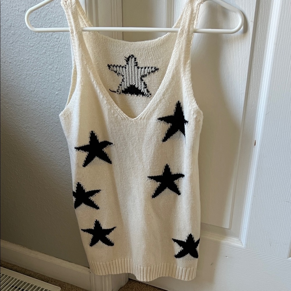 White and Black Star Tank Top